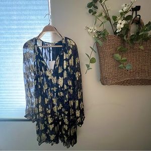 ZARA boho black and gold tiered dress